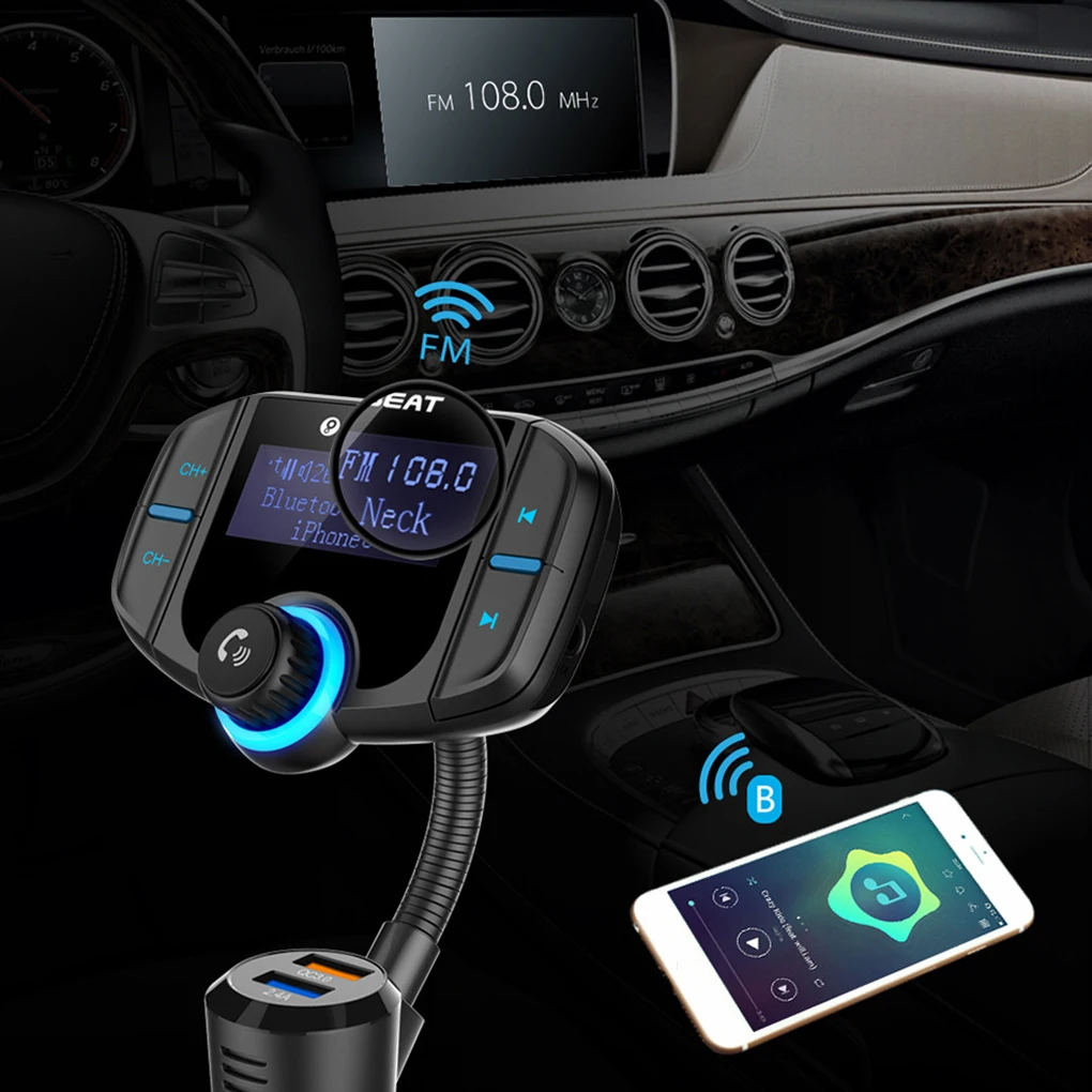 Bluetooth FM передатчик в музыкальный плейер в машине беспроводной двойной зарядное устройство usb громкой связи вызова