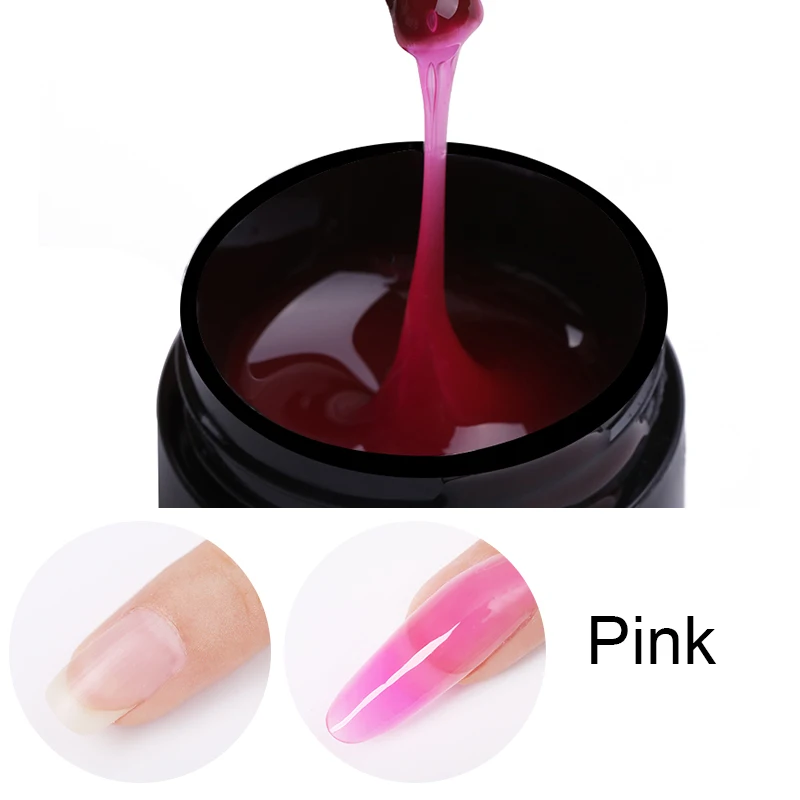 LEMOOC, Кристальный, удлиняющий УФ-лак для ногтей, полистроительный, для наращивания ногтей, Гель-лак для ногтей, розовый, белый, прозрачный, гелевый гель для ногтей, 5 г - Цвет: Pink