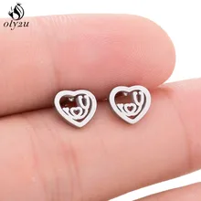 Oli2u стетоскоп из нержавеющей стали сережки стук сердца для женщин девочек Любовь Сердце Серьги Шпильки медицинская медсестры ювелирные изделия аксессуары