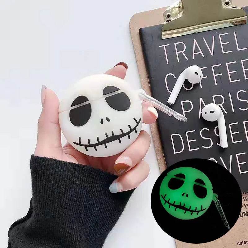 Чехол для AirPod 2 мягкий силиконовый чехол с 3d-изображением черепа и костей из