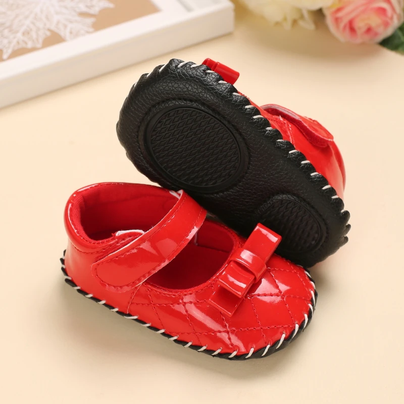 Baby Spring And Autumn Style Lovely Bow Solid Color Soft Sole Princess Shoes 0-18 Months Newborn Baby Casual Walking Shoes