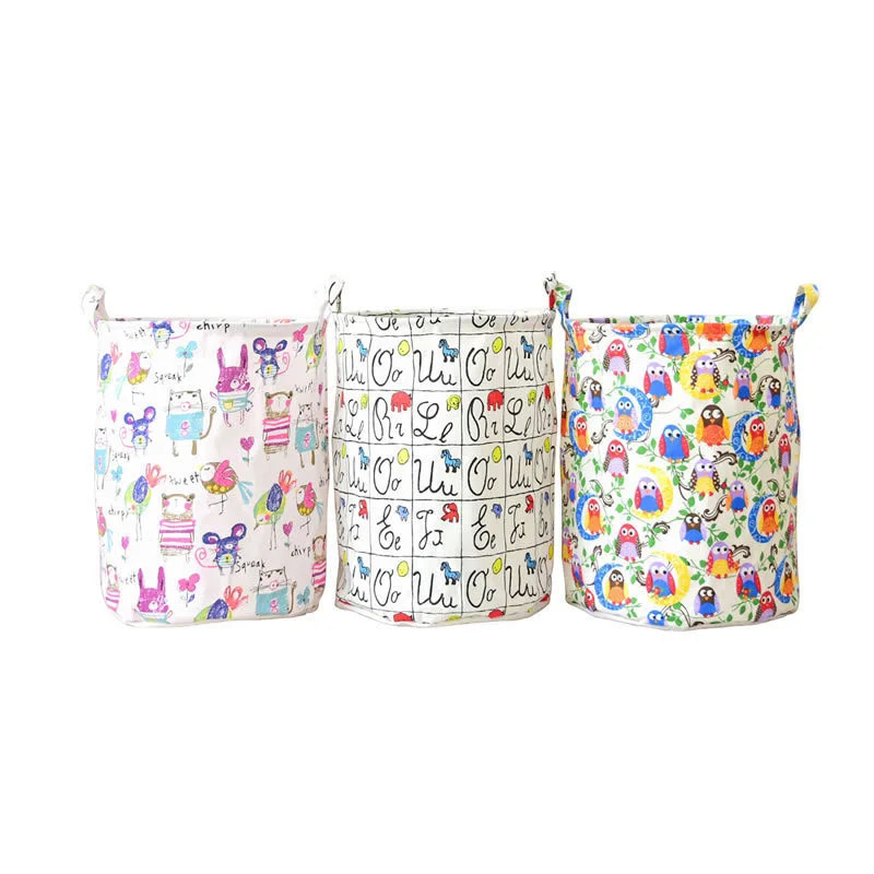 

Cloth 1Pcs Laundry Basket Waterproof Clothes Bucket 35*45CM/35*40CM Cartoon Pattern Storage Box Sundries Organizer Multicolor
