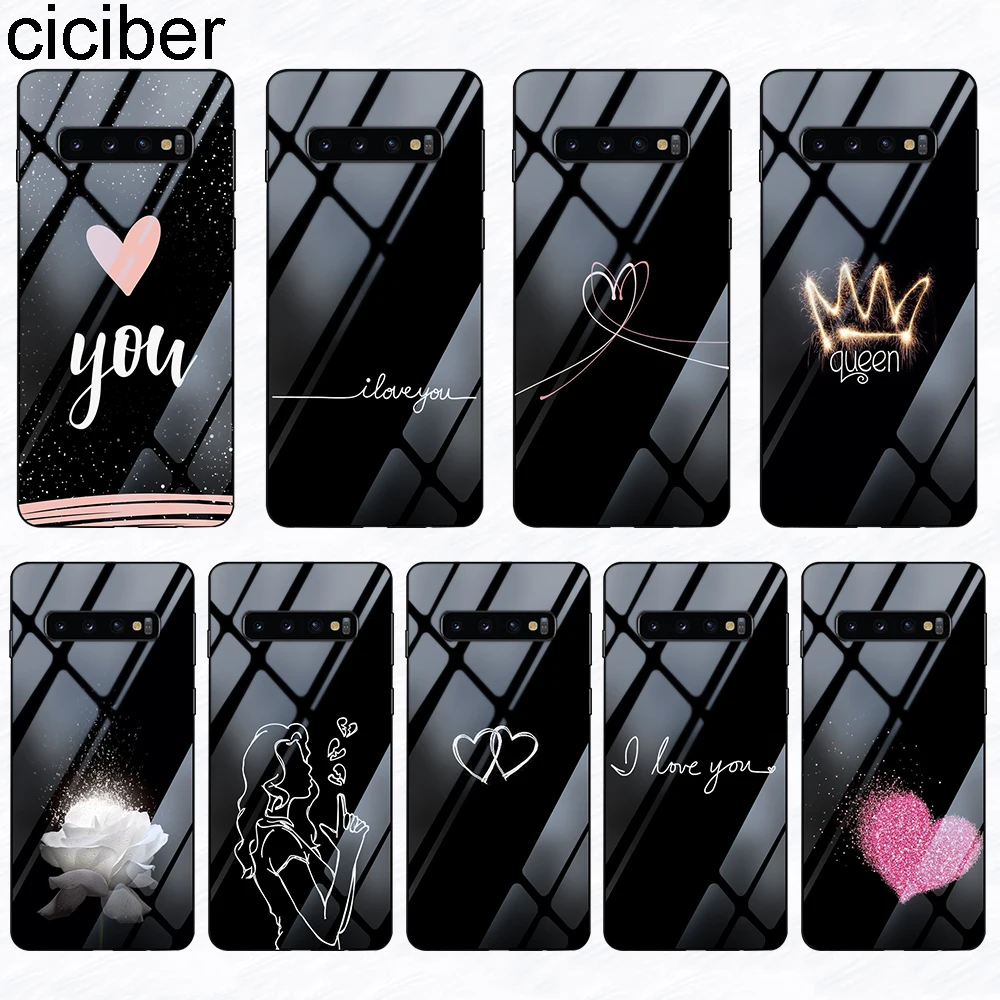 Чехол для телефона ciciber для samsung Galaxy S10 S9 S8 S7 Note 10 9 8 Plus S10e S10+ чехол из закаленного стекла с краями и цветочным принтом в виде Королевского сердца