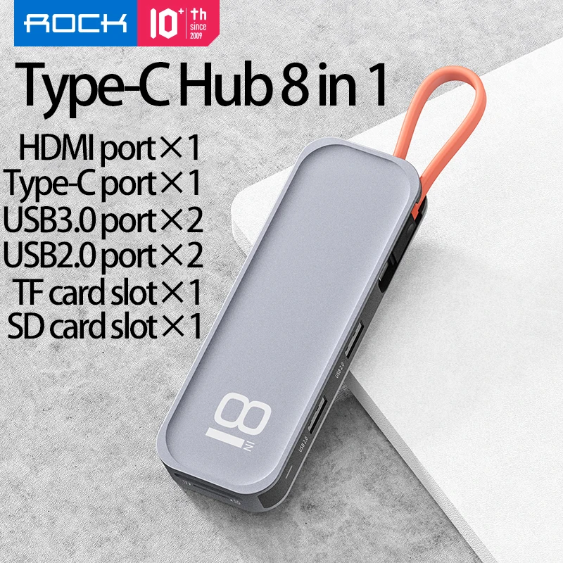 USB-концентратор ROCK HDMI с адаптером питания PD для ноутбука Macbook док-станция типа C