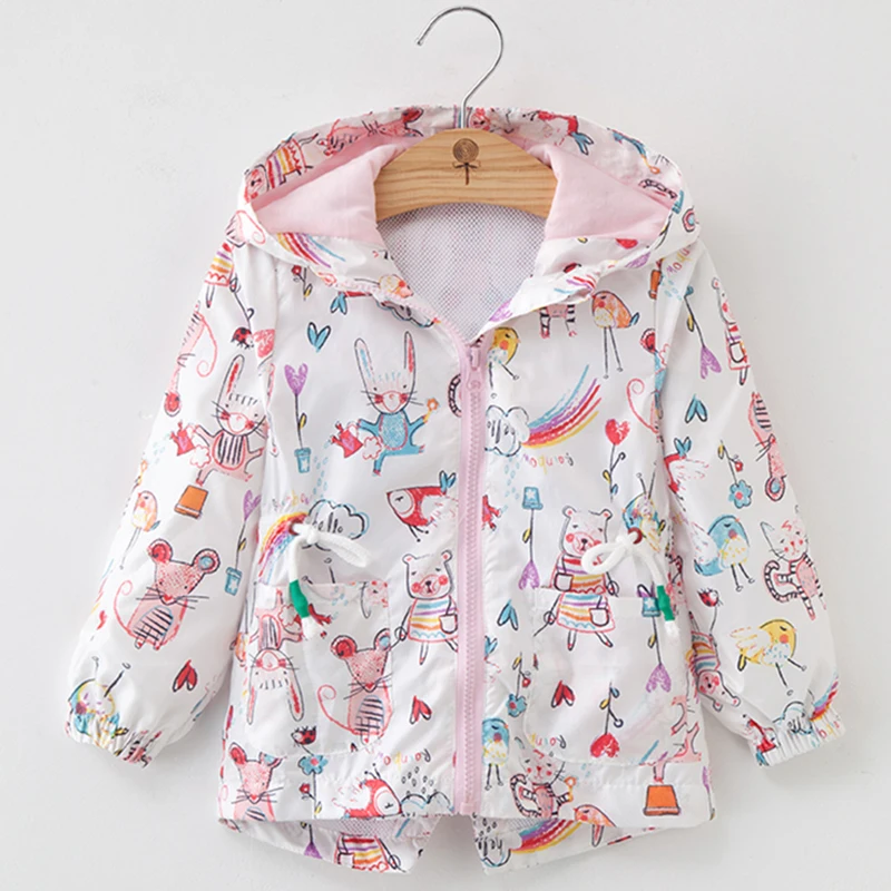 Bear Leader/пальто для девочек; куртки; новые осенние детские пальто; куртка с рисунком; детская верхняя одежда с капюшоном; ветровка с граффити - Цвет: AZ1766 Pink