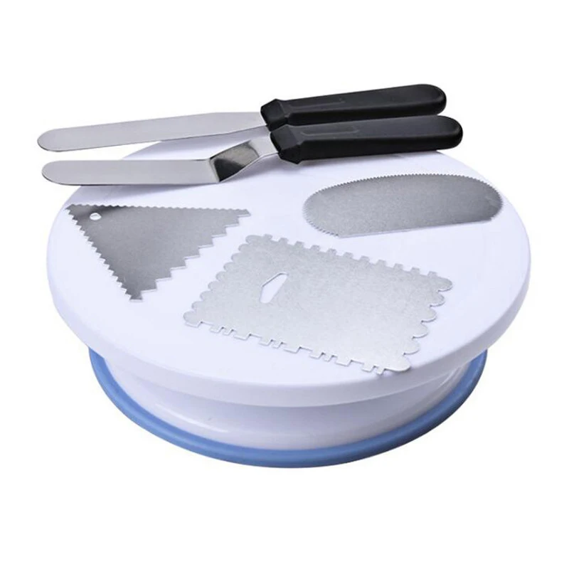  Unibird 10inch Anti-Slid Cake Turntable Set with Scraper Spatula Cake Decorating Kit Pastry Baking 