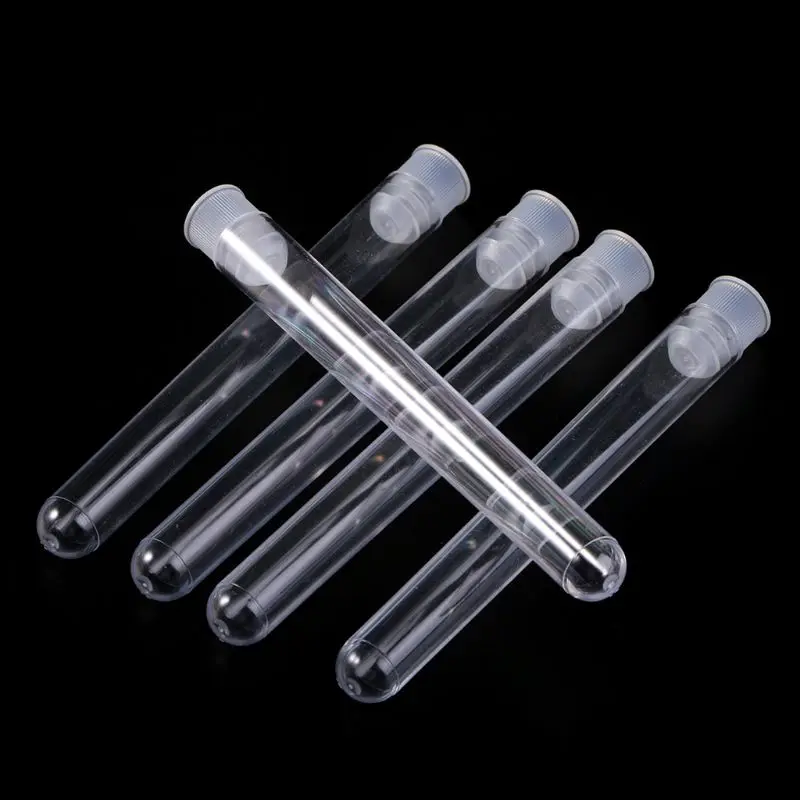 

50Pcs/Pack 12x100mm Transparent Laboratory Clear Plastic Test Tubes Vials With Push Cap School Lab Supplies