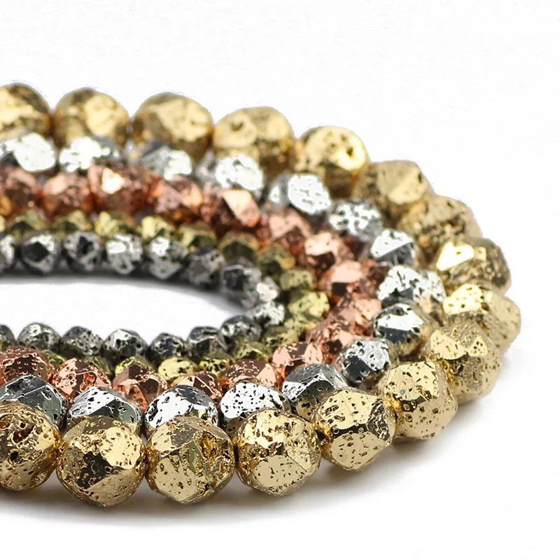 Antique Rose Gold Volcanic Lava Stone Beads for Jewelry Making & DIY Bracelets