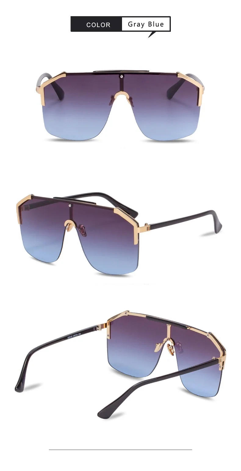 Zerosun Fashion Sunglasses Women Men Mirror Steampunk Sun Glasses for Woman Oversized Shades Unisex Hip Hop One-piece Lens