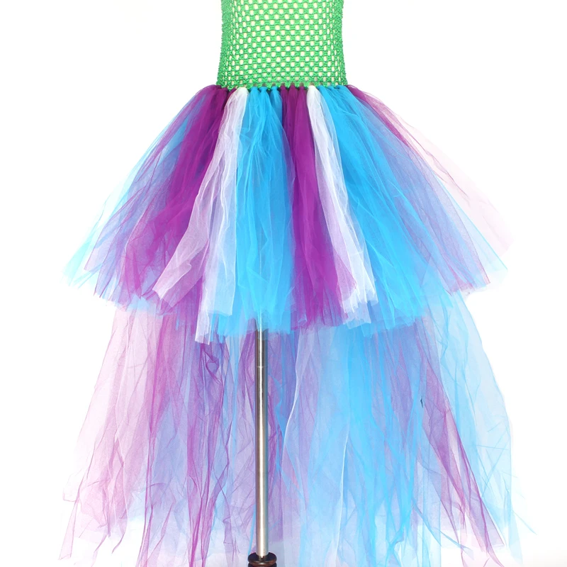 Mermaid Flower Girl Tutu Dress with Trail Kids Summer Wedding Under the Sea Birthday Couture Starfish Costume Girls Ball Gown (11)