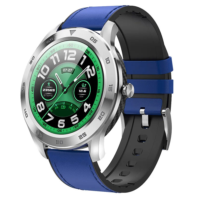Blue leather MOCRUX-8 Смарт-часы с Bluetooth для мужчин IP68 водонепроницаемые спортивные часы ЭКГ монитор сердечного ритма Смарт-часы для телефона Android IOS - Цвет: Blue leather