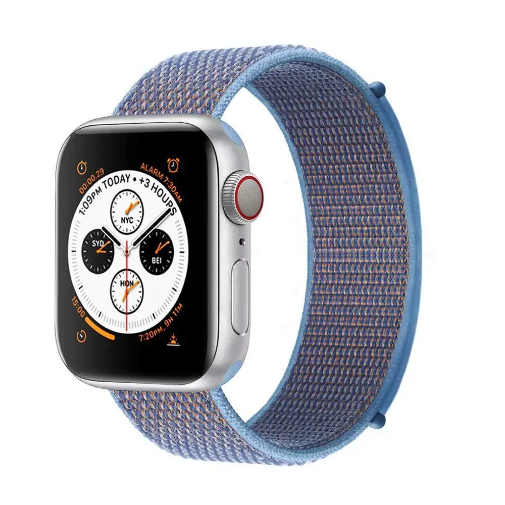 Нейлоновый ремешок для наручных часов Apple Watch 4 серии 3/2/1 38 мм 42 мм из мягкой дышащей ткани сменный ремешок Спортивные петли для наручных часов iwatch серии 4 40 мм 44 мм