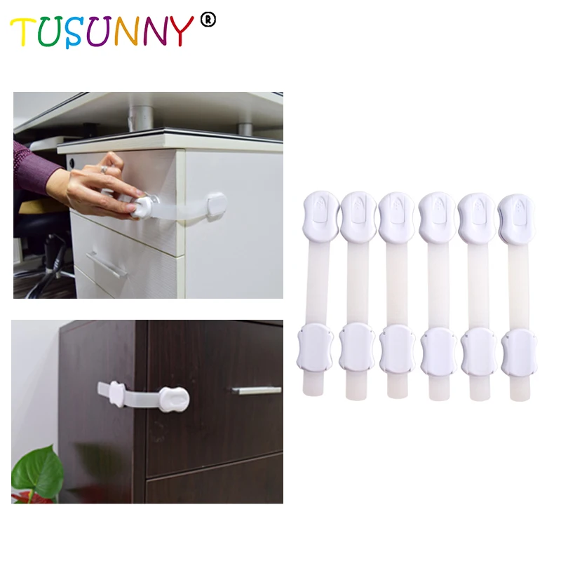 TUSUNNY 6 Pcs Wholesale Popular Safety Lock Child Baby, Adjustable Door Baby Safety Cabinet Locks