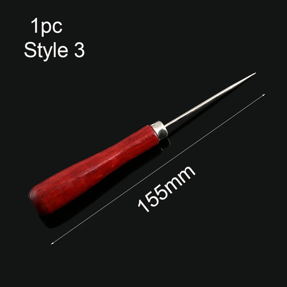1PC Style3 1/3 шт деревянной ручкой Кожа Палатка швейных Шило Pin дырокол инструмент для ремонта ручной БРОШЮРОВЩИК Иглы Швейные аксессуары DIY ремесла - Цвет: 1PC Style3