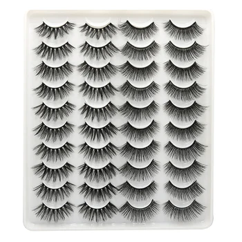 

20 Pair 3D Natural Bushy Cross False Eyelashes Long Hair Eye Lashes Black