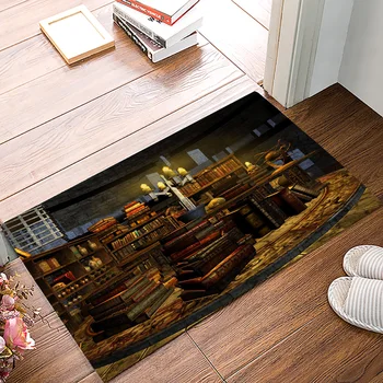 

Study Book Candle Dark Magic Fantasy Night Table Retro Style Old Library Study DoorMat Outdoor Indoor Bathroom Rug