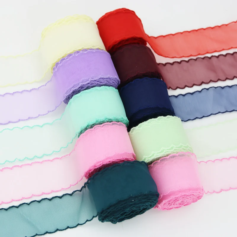 Organza Ribbon Silk Wavy 40mm Hair Bow Material Ornamental Gift Wrap