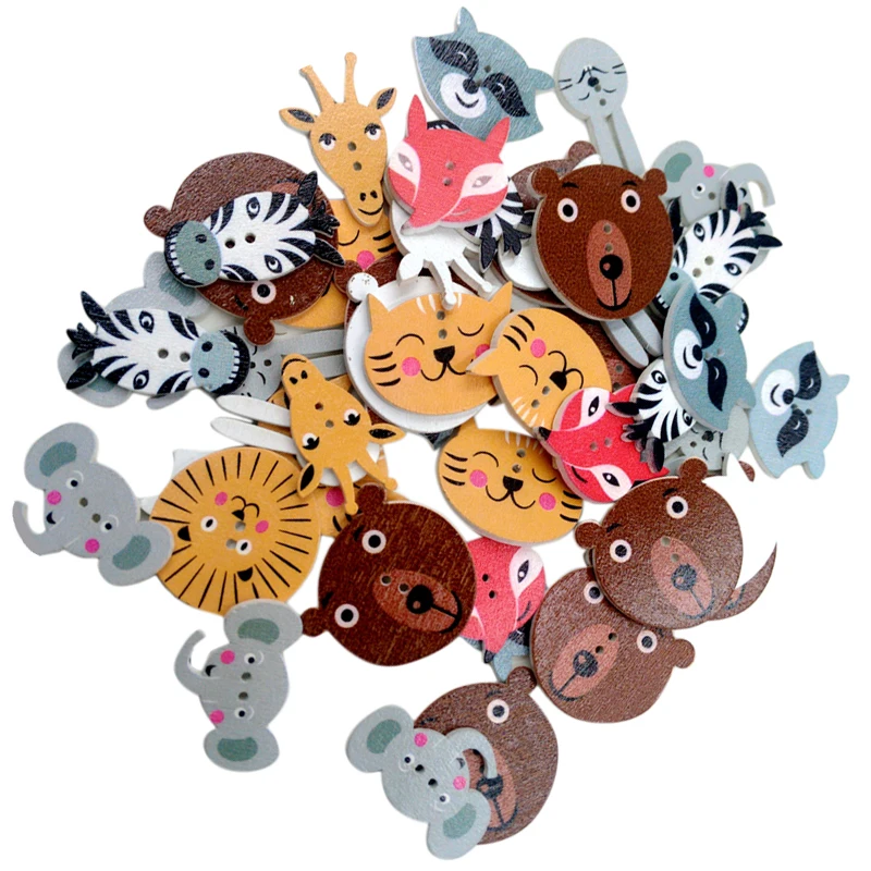 50pcs Animal Shape Decorative Buttons 2 Holes Sewing Accessories Scrapbooking Clothes Sewing DIY Supplies