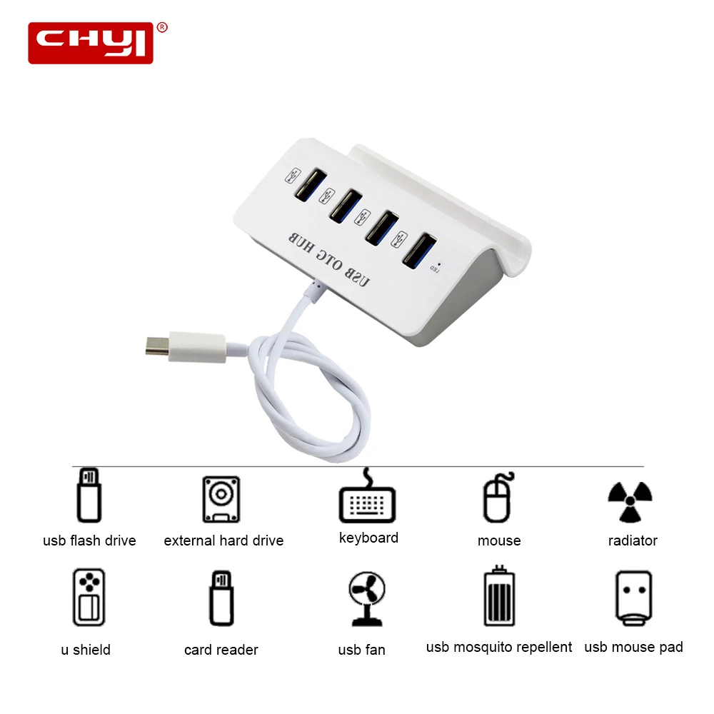 CHYI type-C USB концентратор 3,0 4 порта Высокоскоростной мульти-Сплиттер микро портативный адаптер Компьютерные аксессуары для ноутбука мобильный телефон