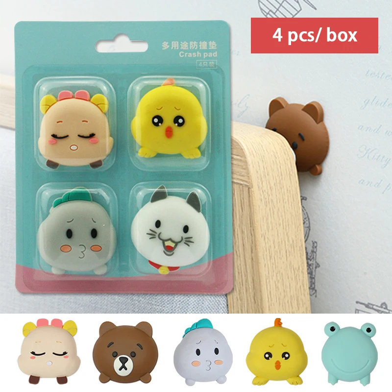 

4Pcs/Box Cartoon Rubber Door Cushion Pad Door Handle Crash Pad Doorknob Wall Protector Shock Pad Silencer Door Crash Pad