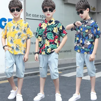 

Sport Suits Teenage Summer Boys Girls Clothing Sets Printed Short Sleeve Shirts Shorts For 6 8 10 12 14 Years Child Boy Outfits