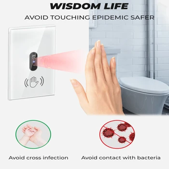 

Smart Wall Light Infrared Sensor Switch 10A PIR Motion Sensor Light Glass Screen Panel On EU Plug Electric Power No Touch Needed