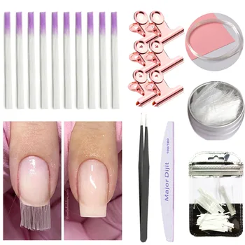 

10Pcs/Set Fiberglass Nail Extension Nail Silk Wraps Extension Fiber Set Nail Form Acrylic Tips False Manicure Salon Art Tool Set