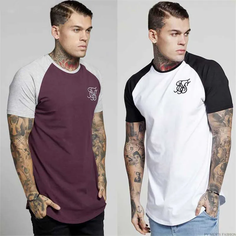 

2019 new men's Ss Silk Kanye West Sik silk men's T-shirt casual hip hop irregular cut stitching short-sleeved T-shirt