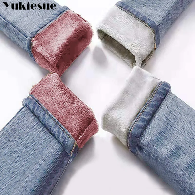 Miglior Inverno Caldo I Jeans Donna 2019 A Vita Alta casual di Velluto Delle Signore dei Pantaloni Femminile Pantalon Denim jeans per le Donne Pantaloni Più Il formato