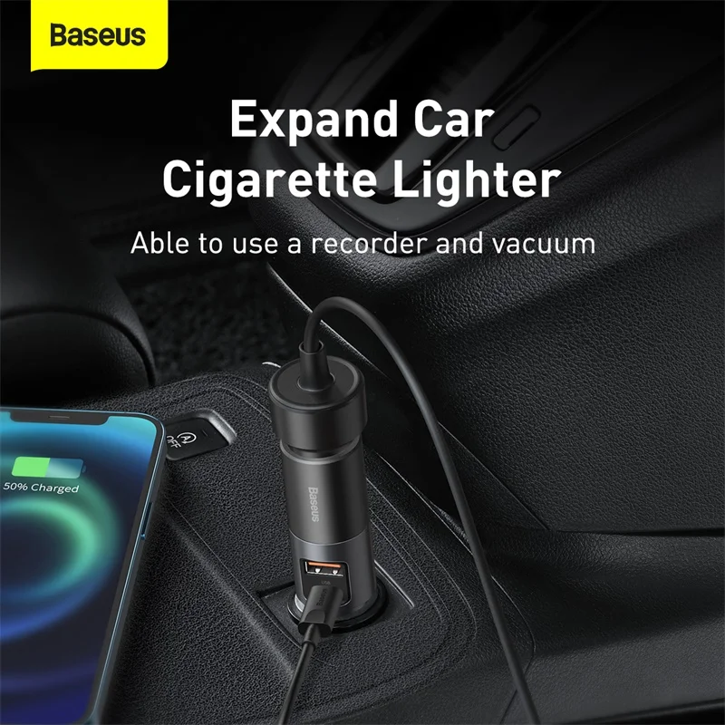 Phone Charger Car Charger Car Phone Charger Baseus 120W USB Car Charger Quick Charge 4.0 QC4.0 QC3.0 PD Type C Fast Charger For 12-24V Car Splitter Cigarette Lighter Socket