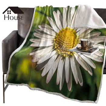 

BIGHOUSES Throw Blanket Daisy Flower Spring Fleece Blankets Personalized Blankets Bedclothes