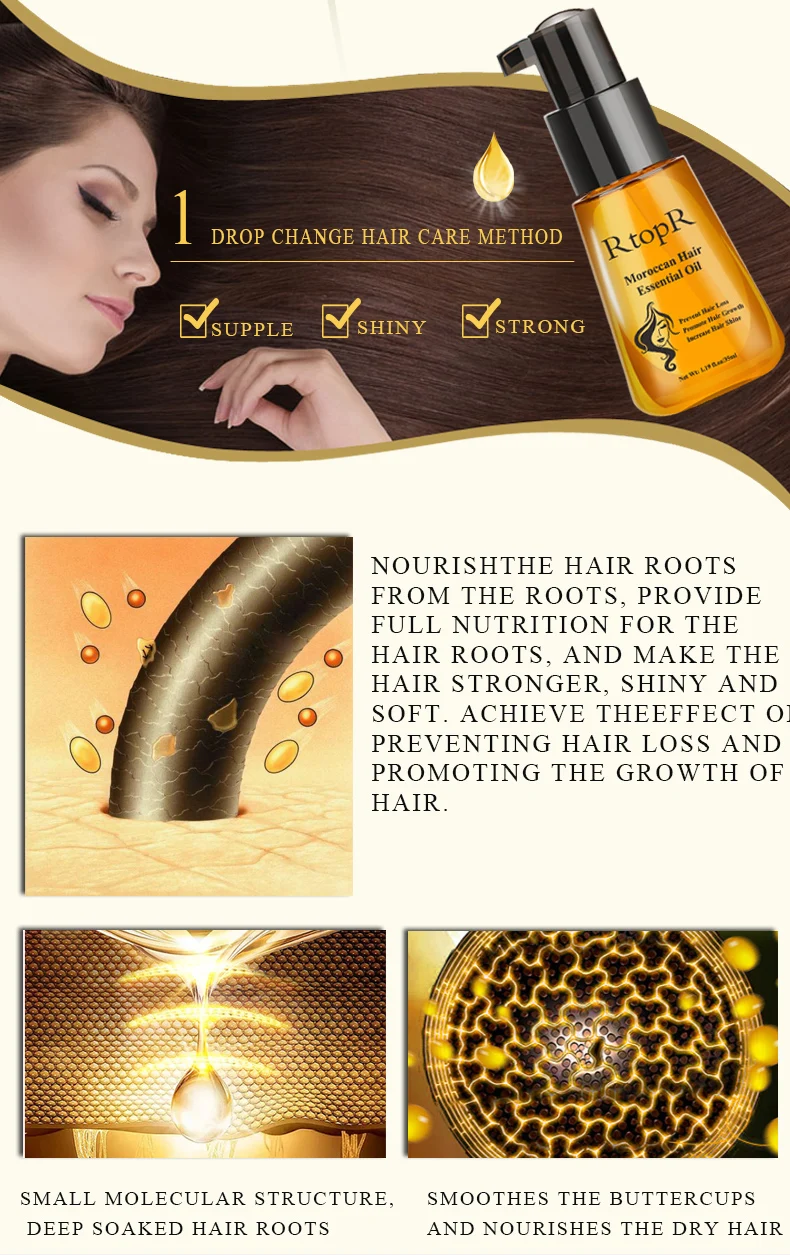 Moroccan Prevent Hair Loss Product Hair Growth Essential Oil Easy To Carry Hair Care Nursing 35ml Both male and female can use