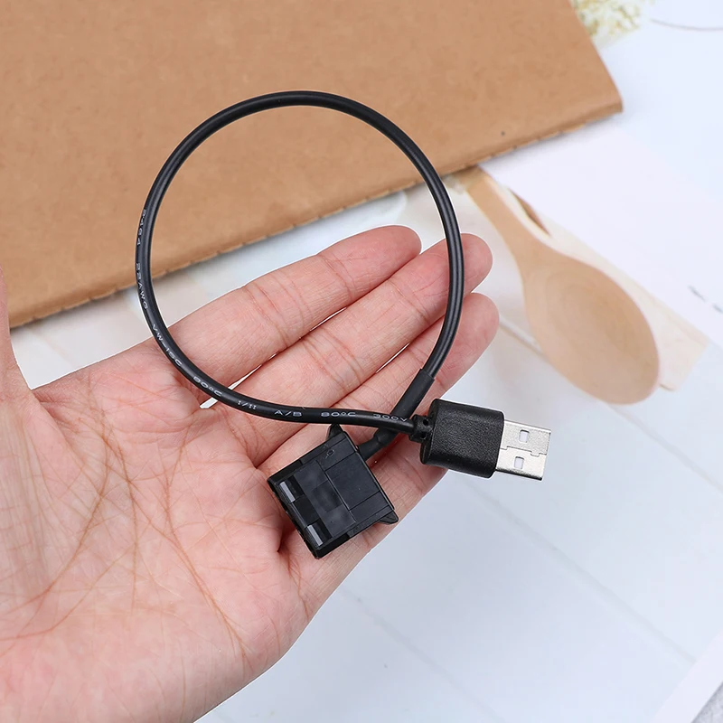2pcs 4pin Fan To USB Adapter Cables 4 Pin 12V To 5V USB 2.0 Connection Cable Computer Fan Power