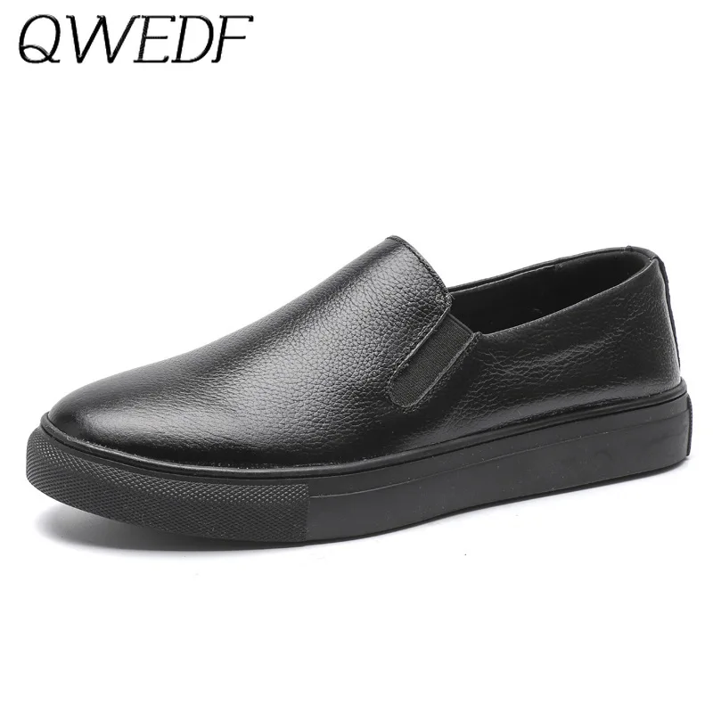 

QWEDF Men's casual shoes Winter Men Leather Loafers Shoes Fashion Warm Cotton Brand ankle lace up men Shoes footwear F8-07