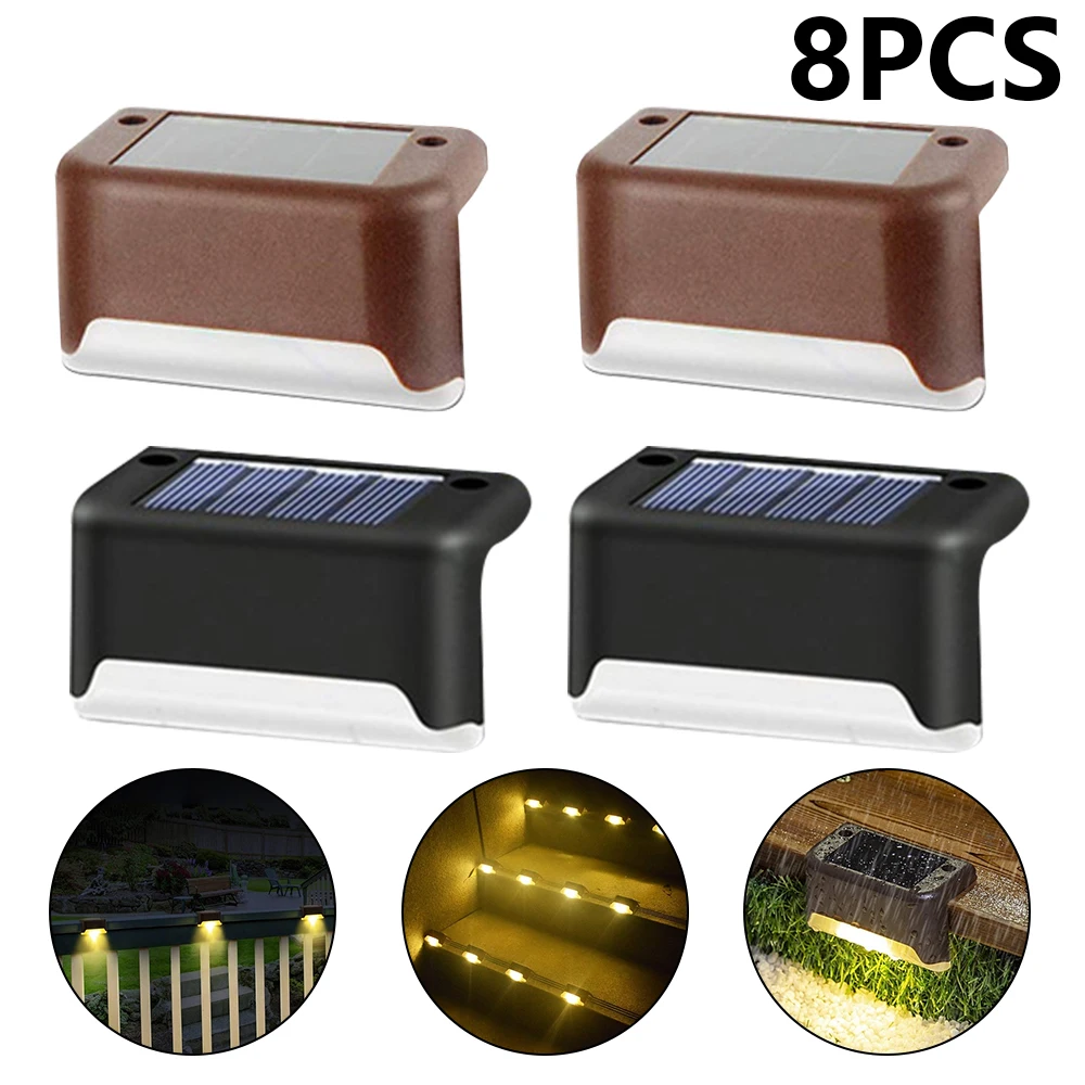 4/8/12/16PCS LED Solar Lamp Path Stair Outdoor Waterproof Wall Light Garden Landscape Step Stair Deck Lights Fence Solar Light4/8/12/16PCS Solar Deck Lights Solar Step Lights Outdoor Waterproof Led Solar Fence Lamp for Patio Stairs Garden Pathway Step Yard bright solar lights