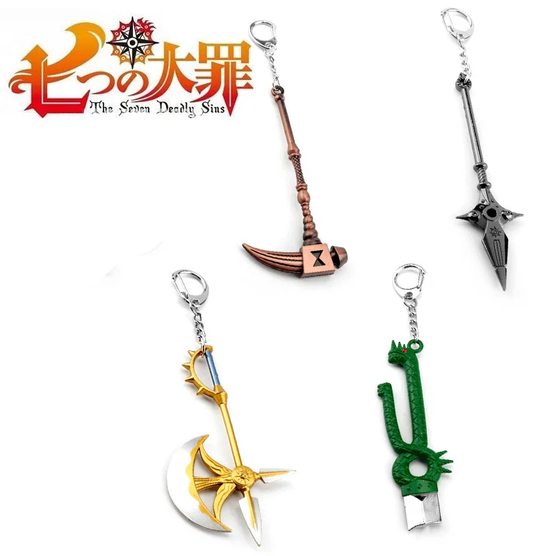 LLavero de Anime The Seven Deadly Sins para hombre, canor Rhitta, Nanatsu, no Taizai, hacha, abrebotellas, llavero, colgante para regalo
