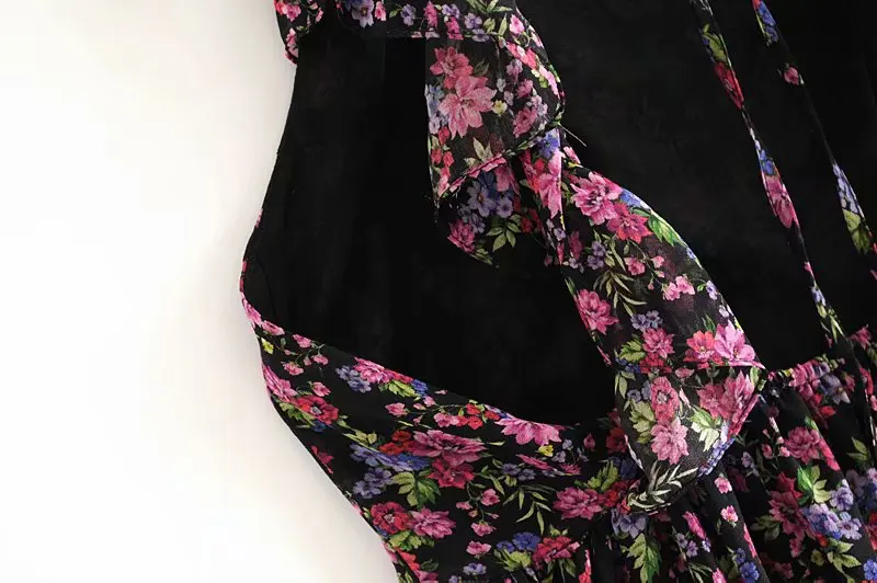 Романтичное женское сексуальное шифоновое платье с цветочным рисунком и низким вырезом на спине с рюшами милое женское Плиссированное Мини Летнее платье без рукавов с квадратным вырезом