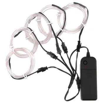 

5 X 1 Neon Light Dance Party House Decor LED Lamp 1M Flexible EL Wire Rope Tube Waterproof LED Strips With Controller Cold Light