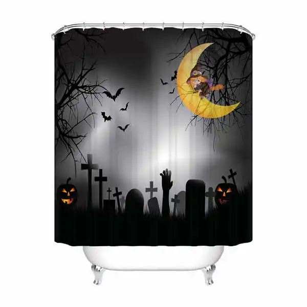 Shower Curtain Пользовательские водонепроницаемый Душ занавес лицо мультфильм Хэллоуин печатных ванная комната декор различных размеров#180324-01-34 - Цвет: Shower Curtain