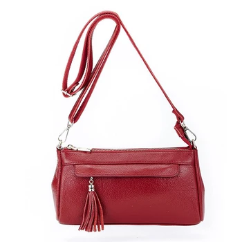 

New Fashion Genuine Cow Leather Bags Women Top Cow Real Leather Mandatory Bags Female Messenger Bags Black Red Dark Blue