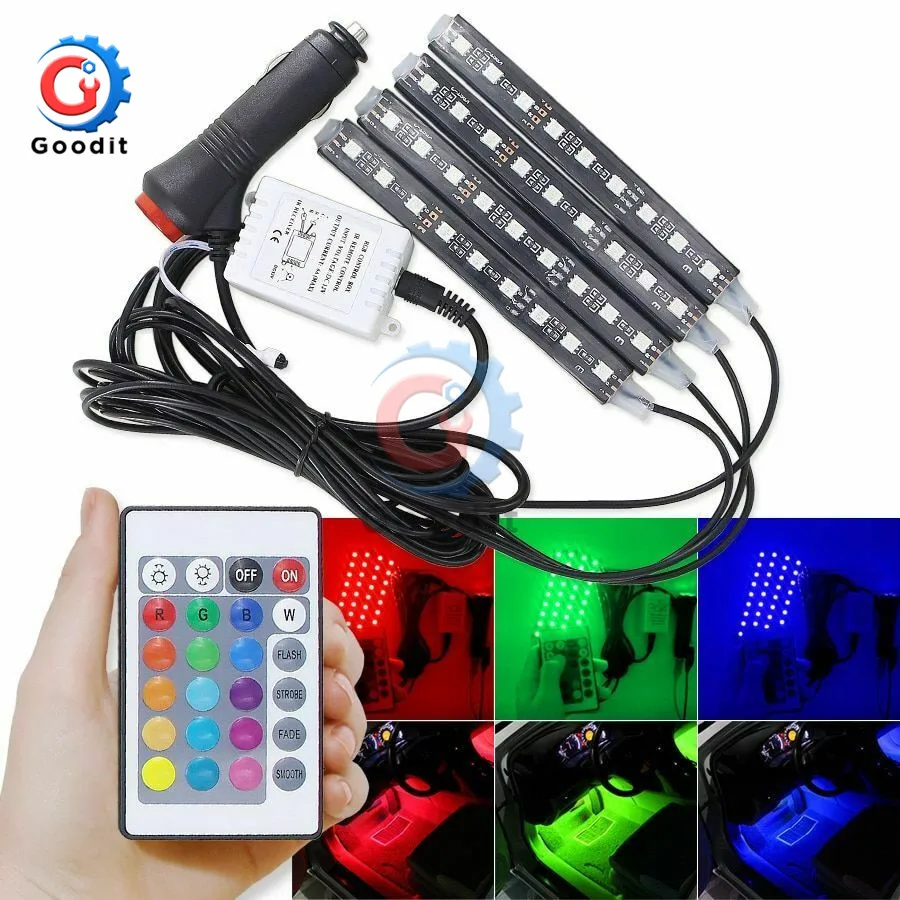 4 шт. комплект из 9 светодиодных лент автоматический светильник RGB цвета