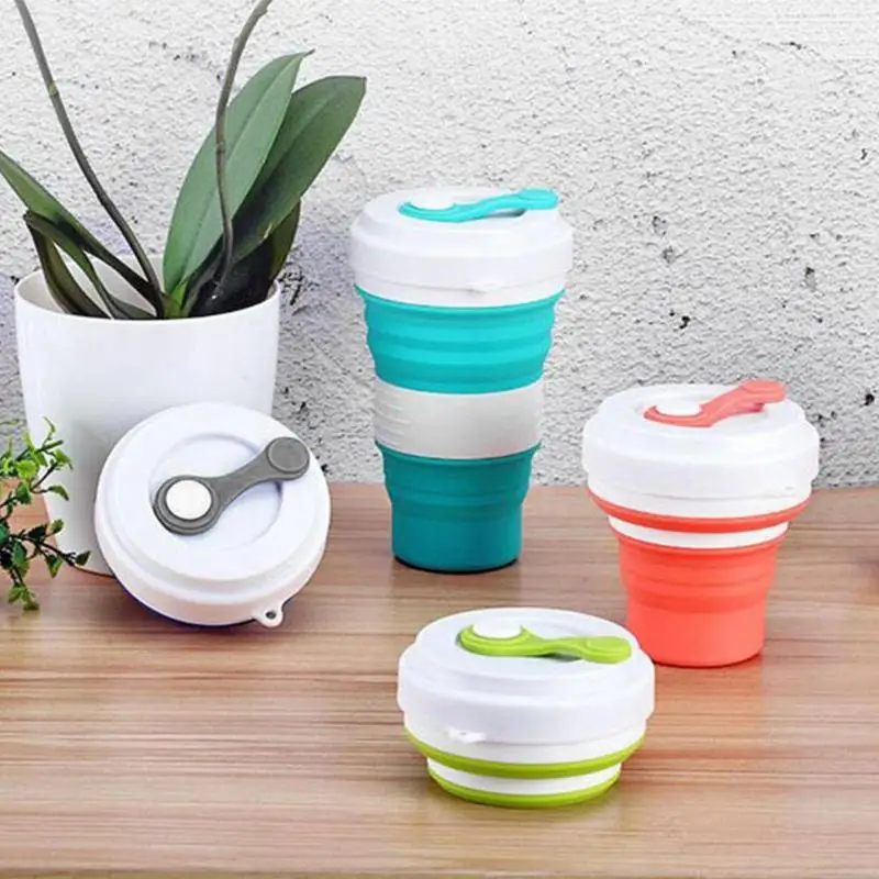 

Folding Silicone Cup 550mL Food Grade Portable Outdoor Milk Water Cups Outdoors Travel Coffee Mug