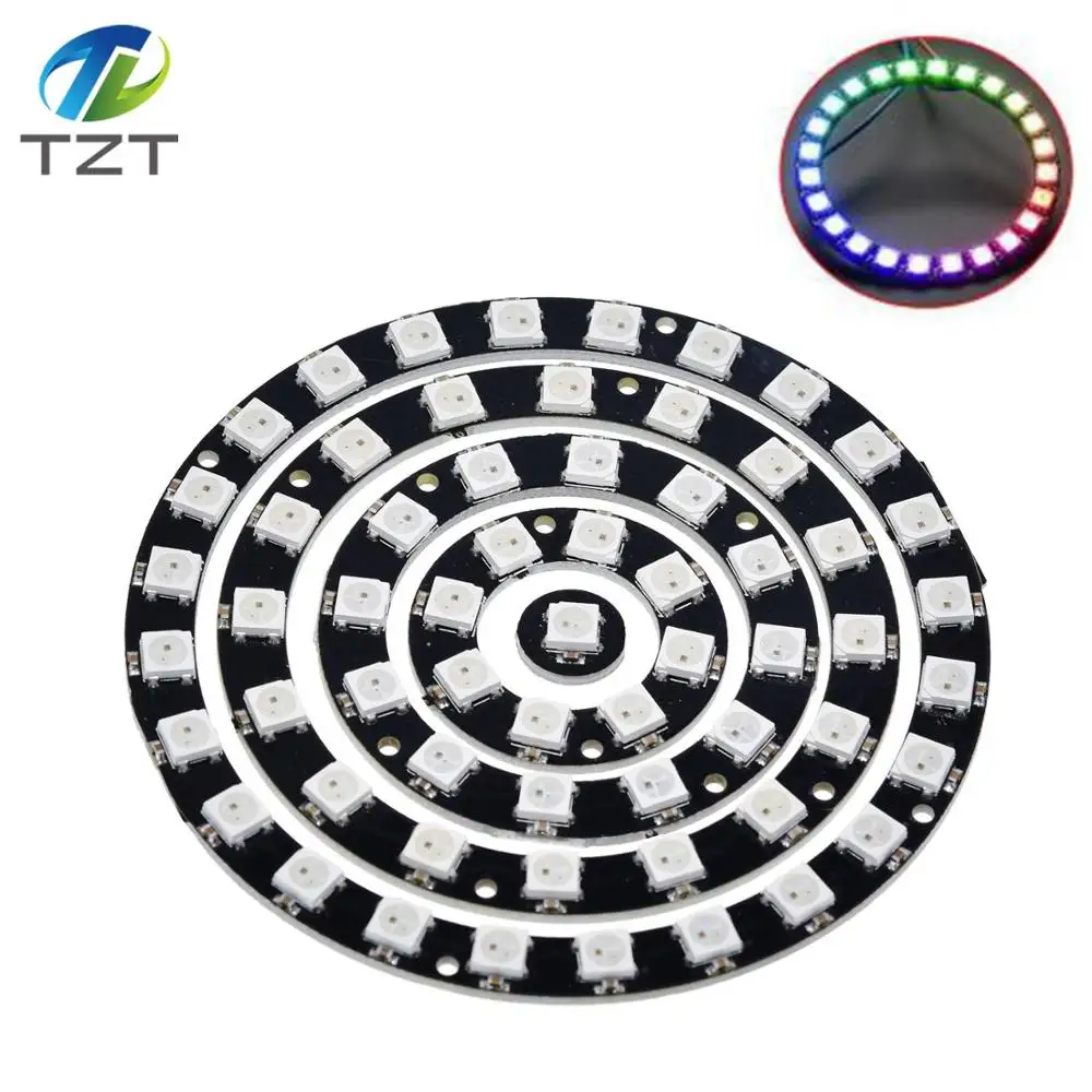TZT RGB Светодиодное кольцо 1 бит 8 12 16 24 WS2812 5050 светодиодный + встроенные драйверы