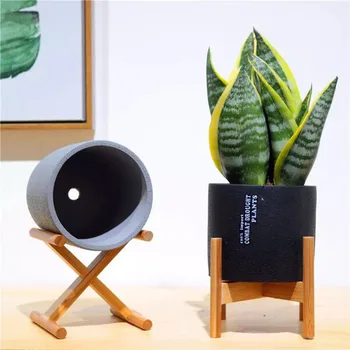 

Nordic Desktop Solid Wood Flower Rack Succulents Plant Flower Pot Simple Living Room Home Balcony Assembly Garden Ceramic Pot