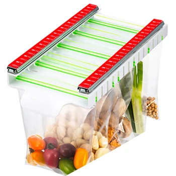 

14 Slots Practical Easy Install Plastic For Food Bag Sliding Rail Tray Refrigerator Hanging Storage Clip Self Adhesive Sealing