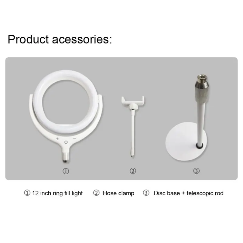  Phone Ring Fill Light Selfie Video Photo Lamp Adjustable Smartphone Holder Stand