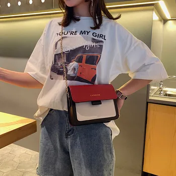 

Sequins Chain Leather Colorful Messenger Bag 2019 Fashion Women Pearl Crossbody Bag sac main femme