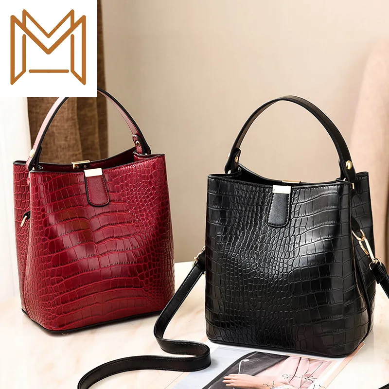 

Bag Woman 2019 Tide Concise Bucket Package Hundred Hand Satchel Shoulder
