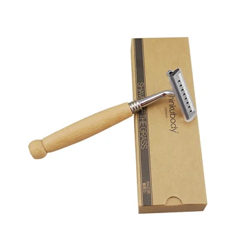 

New personality retro Wood Handle Dual Edge Safety Razor Classic Manual Reusable Razors Long Handle Men/WOmens Shaving