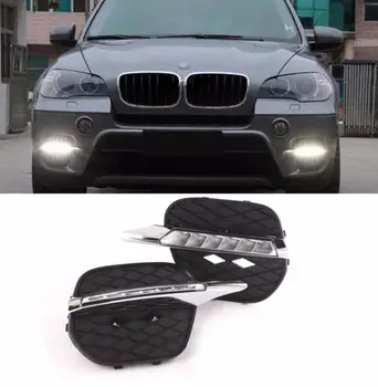 

Car styling 2x White LED DRL Daytime Running Light Fog Light Run lamp For BMW X5 E70 2011 2012 2013